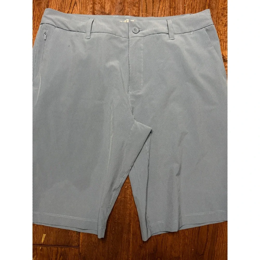 Hang Ten Mens Grey Micro Check Hybrid Walk Shorts Stretch Size 34